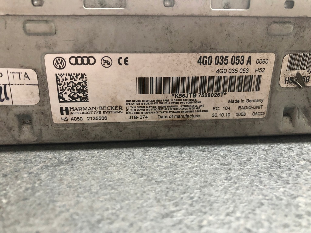 фото №2, Тюнер радио радио unit audi a7 4g0035053a