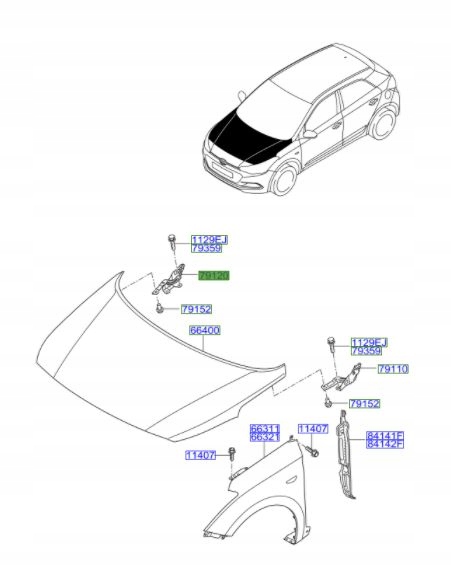 фото №1, Петля капот ліва сторона перед hyundai i20 2015-2020
