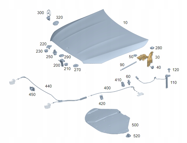 фото №1, Петля капот левый mercedes klasa e w214