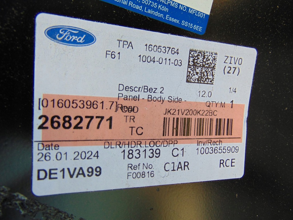 фото №13, Обшивка верхний крыла правый задняя ford transit custom 2682771