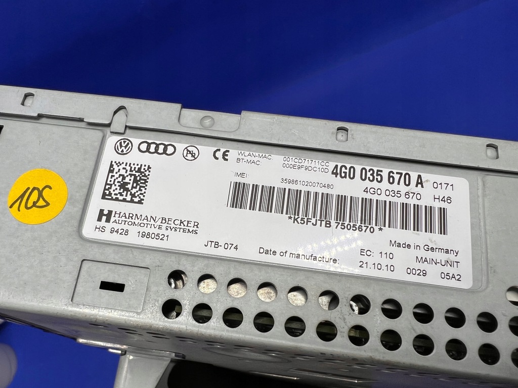 фото №6, Audi a6 a7 c7 4g считыватель навигации мультимедиа 4g0035670a 43