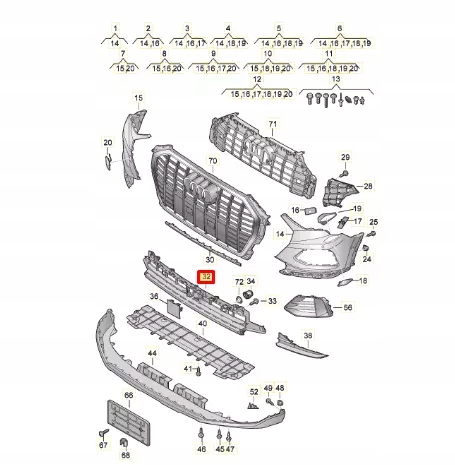фото №11, Audi q3 f3 sportback передняя часть бампер center lower решётка 83a807683a9b9