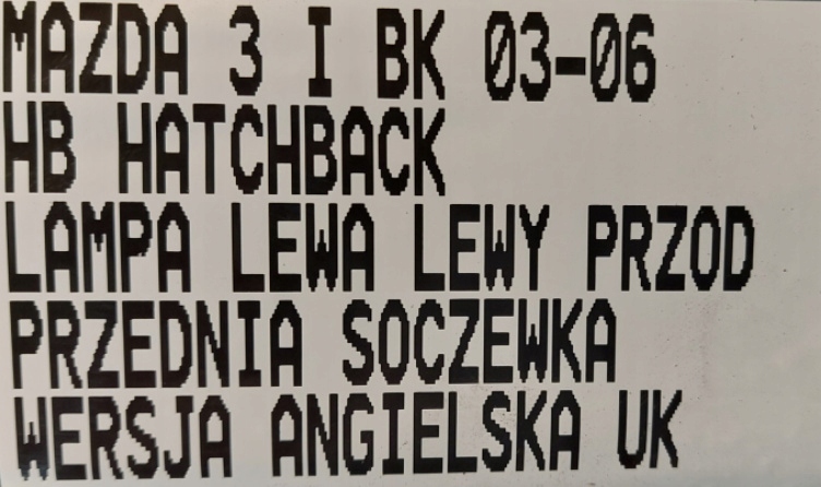 фото №9, Лампа ліва лівий перед передня лінза mazda 3 i bk 03-06 хетчбек uk