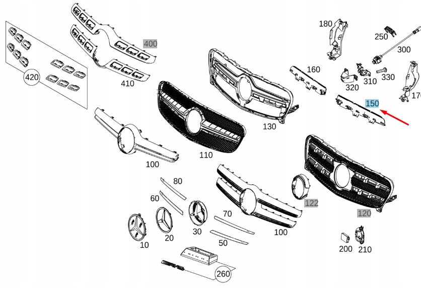 Купить Mb gla x156 передняя часть left upper air flow serration a1568880900