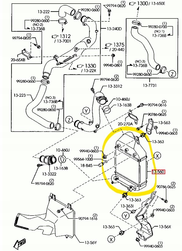 фото №2, Mazda 5 2005- 2.0 cd | интеркулер rf7n13565b