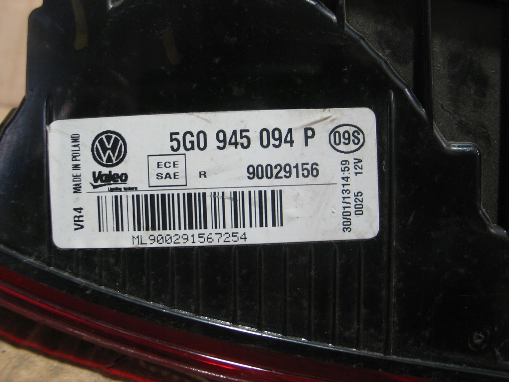 фото №9, Лампа задняя задняя w крышка vw golf 7 vii 5g0945094p