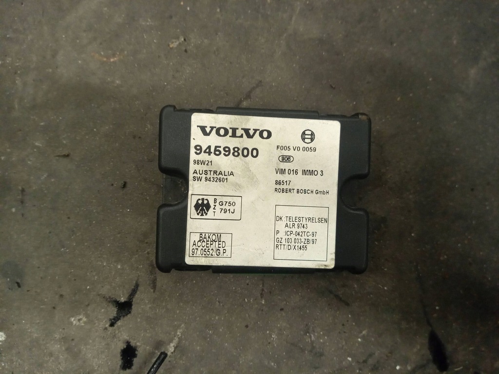 фото №1, Модуль иммобилайзер иммобилайзер volvo оригинальный номер 9459800