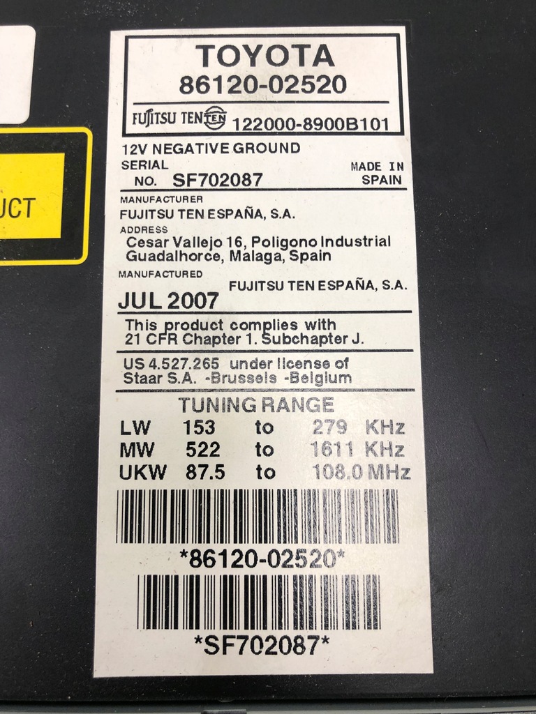 фото №8, Радио cd toyota auris i 86120-02520