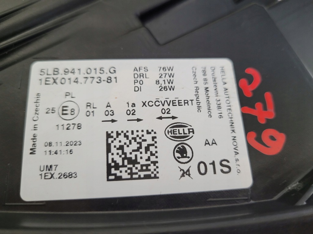 фото №9, Лампа передняя левая фара левый skoda enyaq 5lb 5lb941015g europa