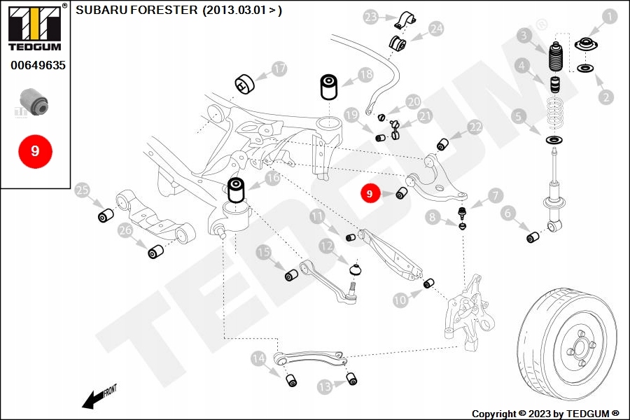 фото №13, Втулка wah. subaru t. forester 08-13 верхнего передняя