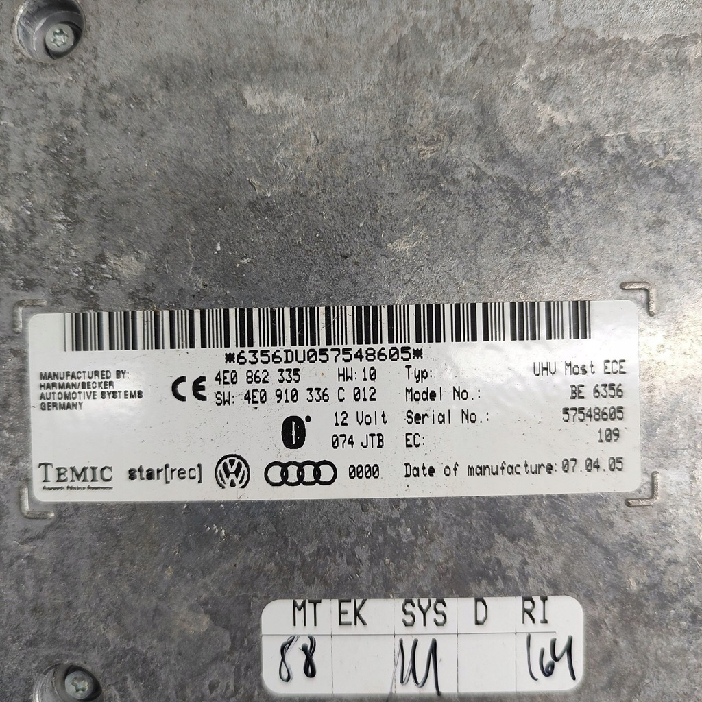 фото №8, Audi a8 s8 d3 4e 2005 модуль / блок управления bluetooth