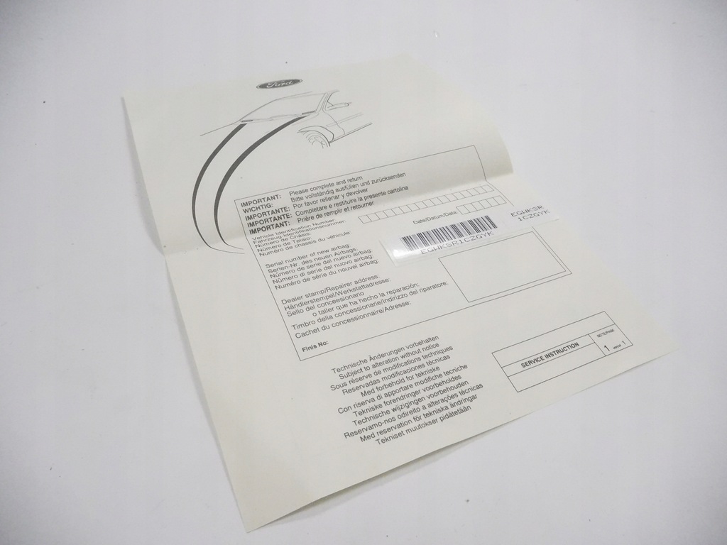 фото №10, Подушка повітряна ford galaxy 1994-2000 оригінальний номер 1017164