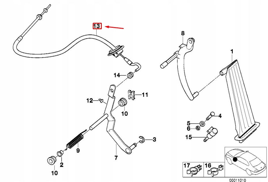 фото №11, Bmw z3 coupe e36 трос przyspieszacza 1164512 35411164512