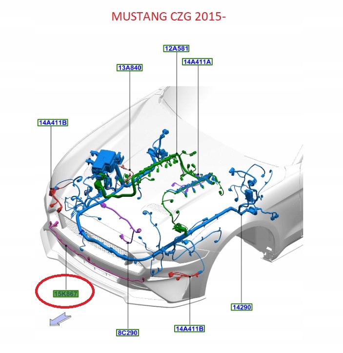 фото №10, Жгут датчиков zderzeniowych перед mustang 2017-