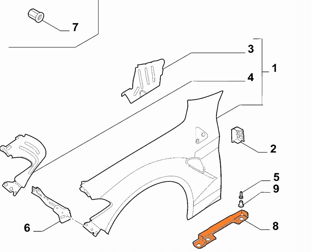 фото №1, Кронштейн крила перед лівий alfa romeo stelvio