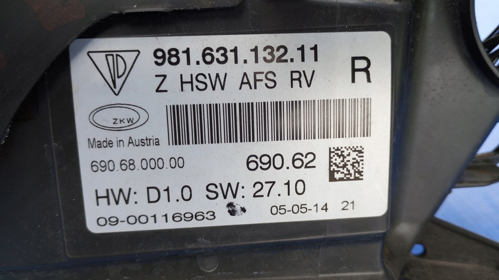 фото №13, Лампа правий перед ксенон поворотний 98163113211 porsche cayman boxster 981
