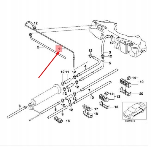 Шланг паливний bmw 5 e39 16111183297 1183297 оригінальний Київ