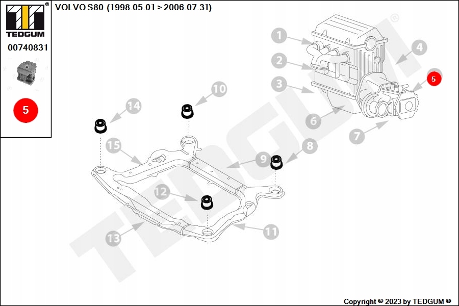 фото №12, Подушка sil. volvo s60 i. s80 i. v70 ii. xc90 i 06.98- 12.14