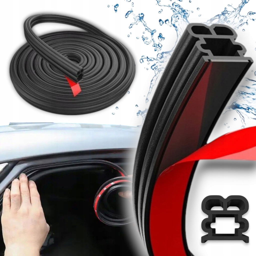 фото №6, Прокладка do двері czarna samoprzylepna 14x15 mm 5 m