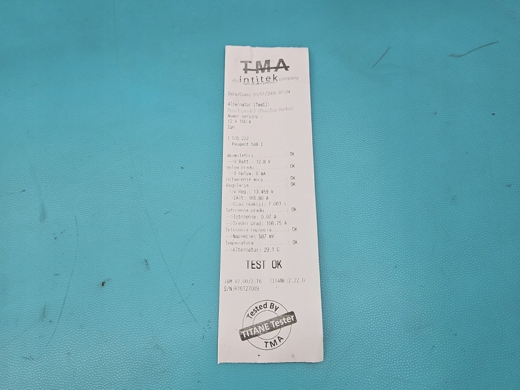фото №7, Test генератор peugeot 508 i 9666997980 1.6 thp
