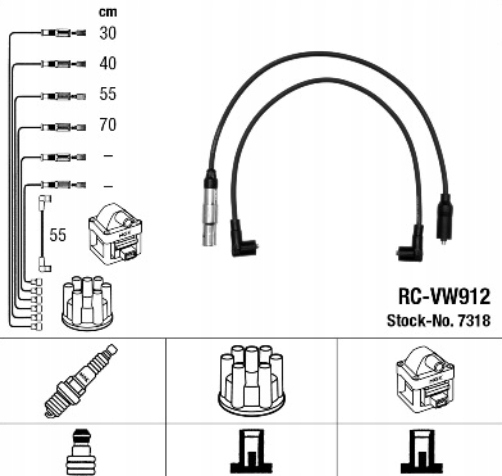 фото №15, Провода wysokiego напряжения комплект ngk rc-vw912