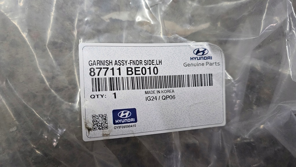 фото №11, Молдинг крыла левая перед hyundai kona ii 87713-be010 87711-be010 oryg new