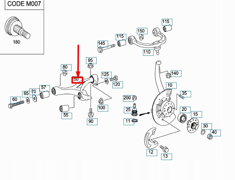 Mercedes-benz ml w164 amg важіль нижній передній правий a1643303807 оригінальний в Україні