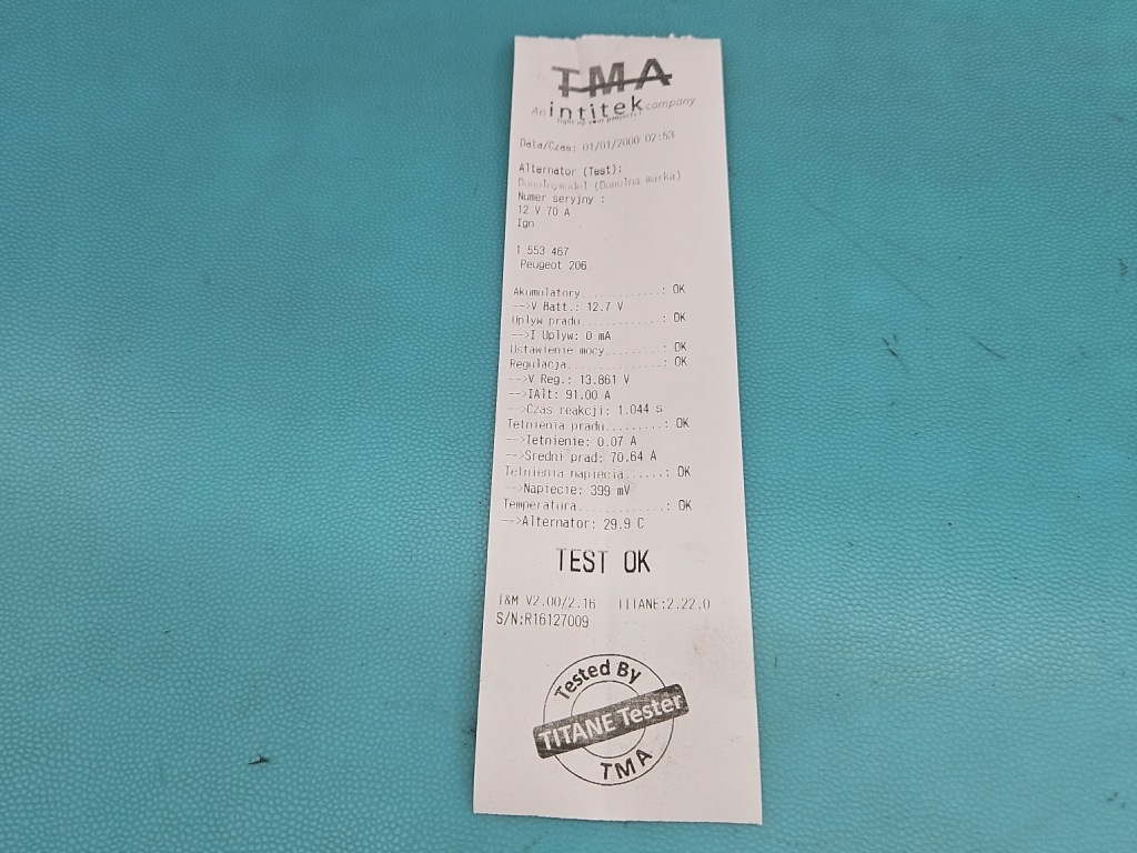 Test генератор peugeot 206 9636204480 2542285a 1.1 8v wiel Киев