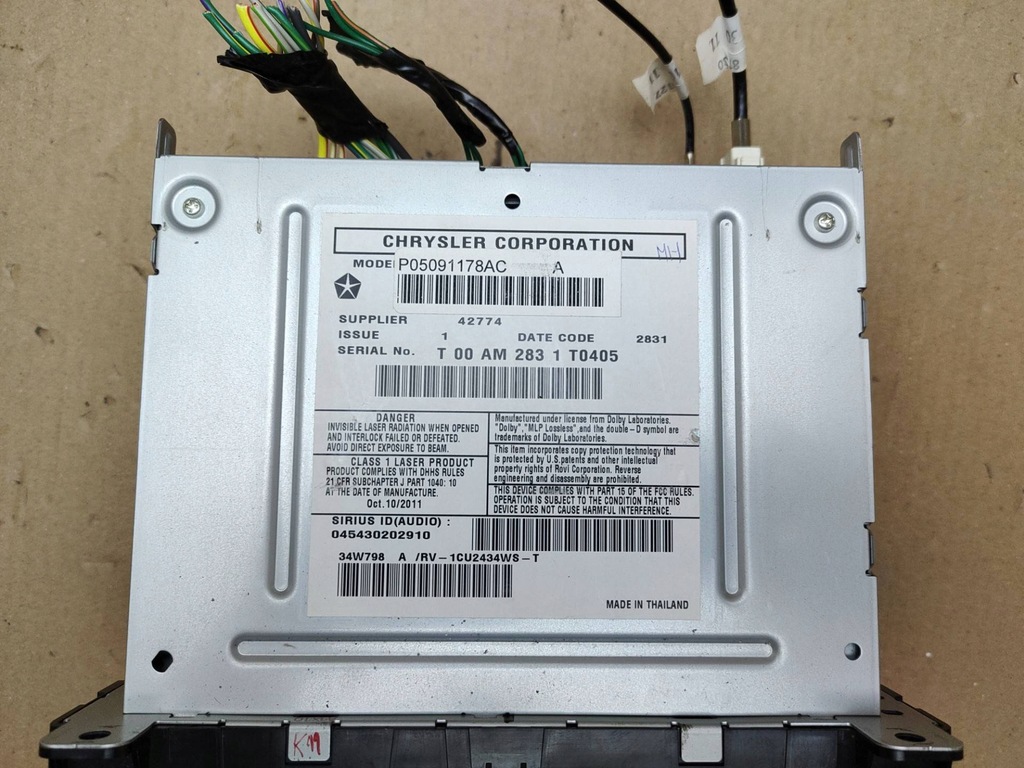 фото №7, Радіо автомобільні dodge durango 3 2012 p05091178ac