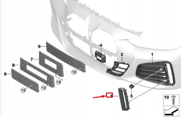 фото №10, Bmw i4 g26 бампер передний m левый решётка радиатора bok молдинг 51118078613