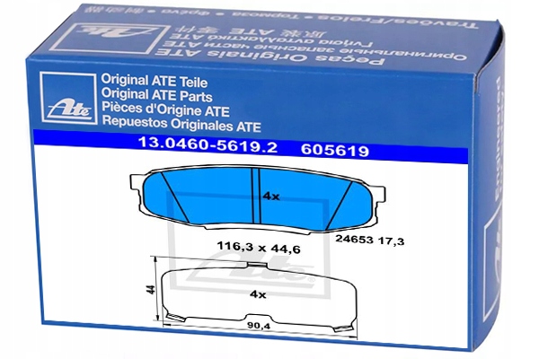 фото №1, Ate 13.0460-5619.2 набор тормозных колодок тормозных, тормоза дисковые