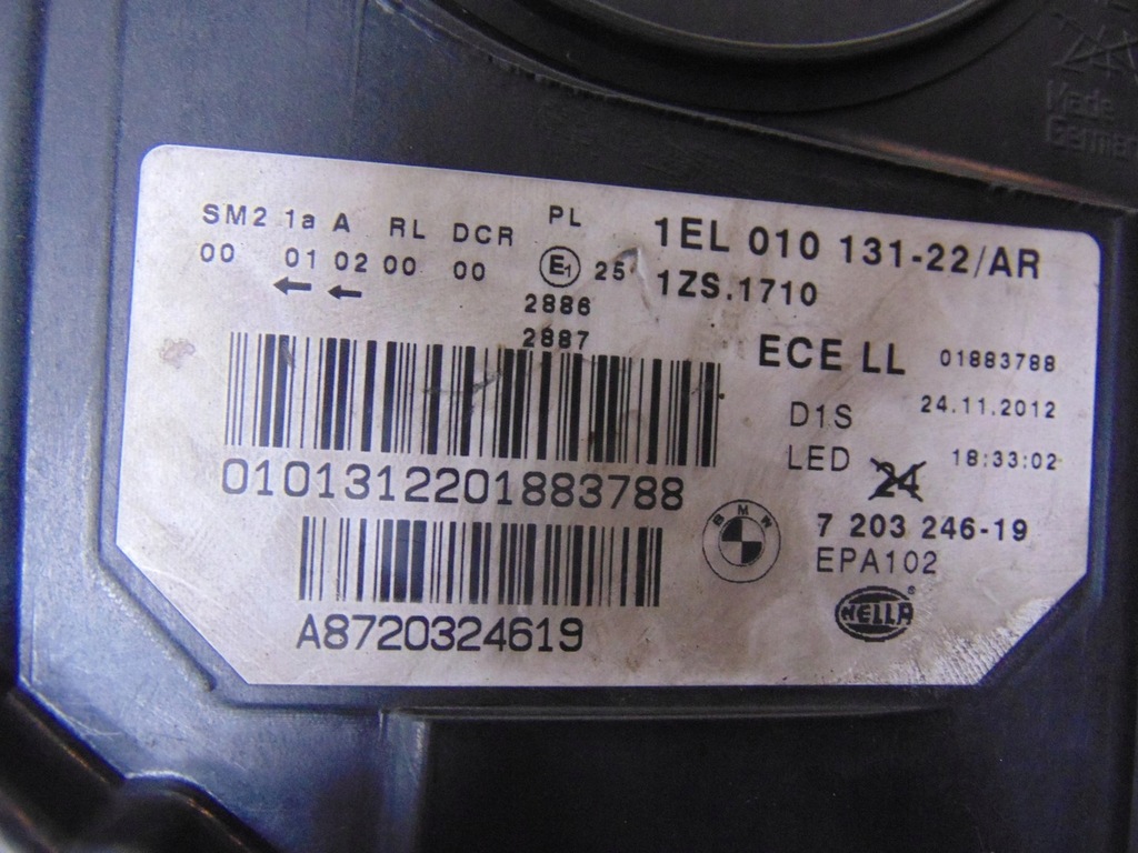 фото №16, Лампа права перед ксенон bmw f10 f11 7203246 europa