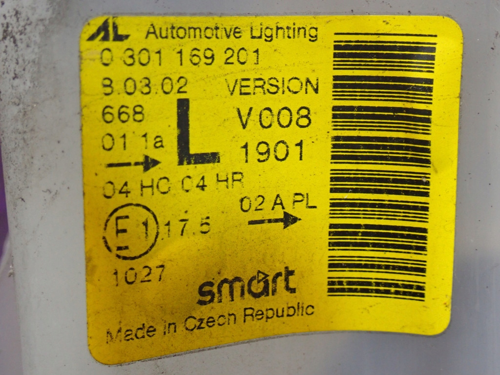 фото №6, Smart fortwo w450 450 lift fl 00-07 лампа перед фара лівий 0301169201