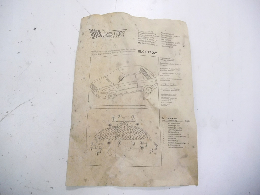 фото №11, Решётка сетка багажника audi a3 8l 8l0017221