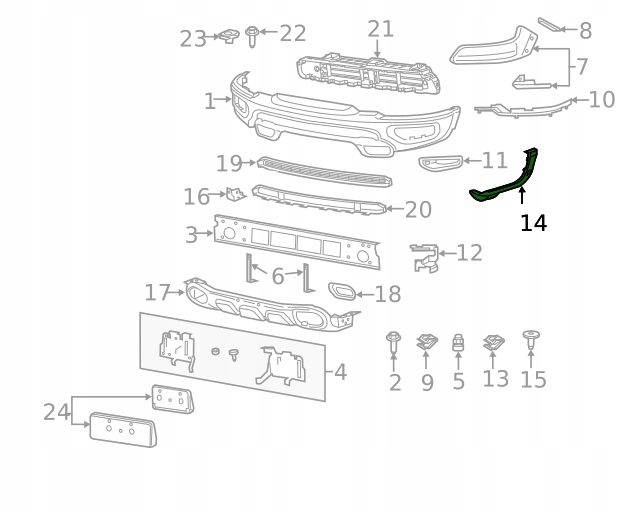 фото №2, Молдинг бампера права dodge ram 1500 rebel 2019-