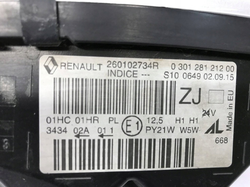 фото №16, Лампа правая перед фара renault captur 2013 - 260102734r