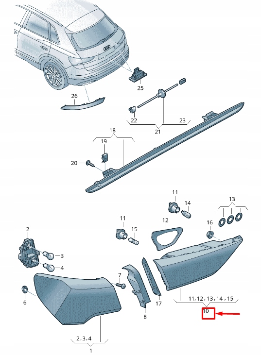 фото №1, Audi q3 f3 rear left сторона задняя дверь задний фонарь 83a945075a