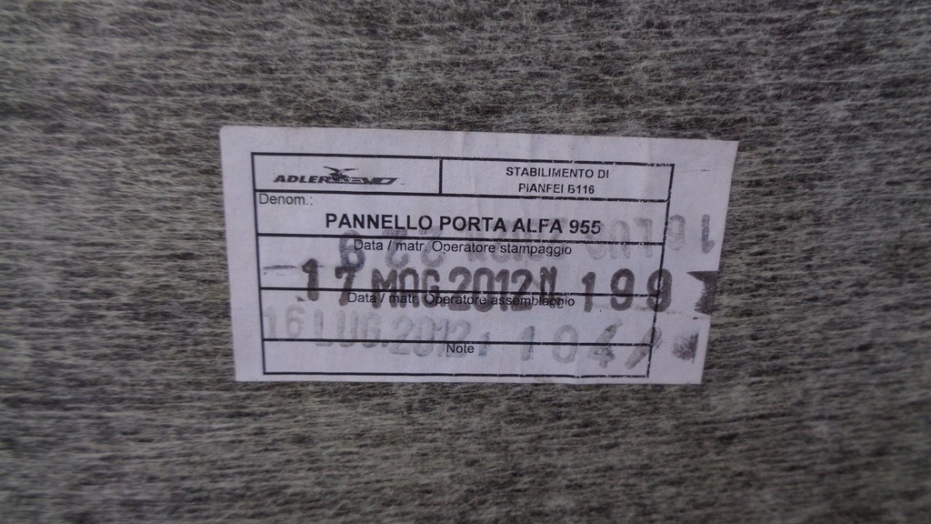 фото №11, Обшивка обивка дверь alfa romeo mito 08- правый