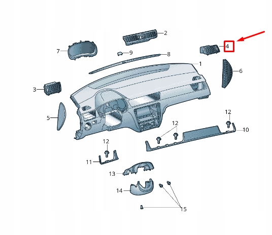 фото №1, Skoda rapid nh правий панель приладів air vent 5ja819702czll