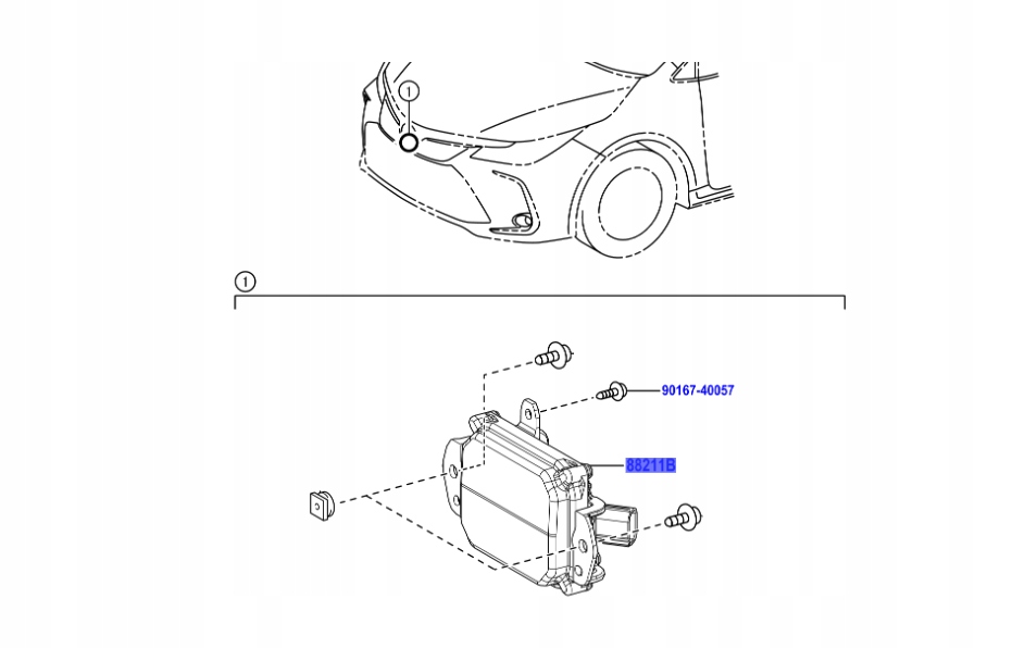 фото №1, 88210-33120 радар pod решітка радіатора corolla e21 hilux lexus es nx rx ux prius rav4