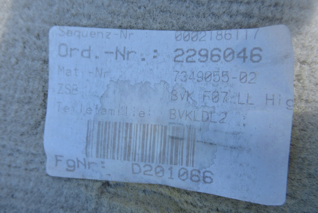 фото №10, Обшивка коврик пол bmw f07 gt europa