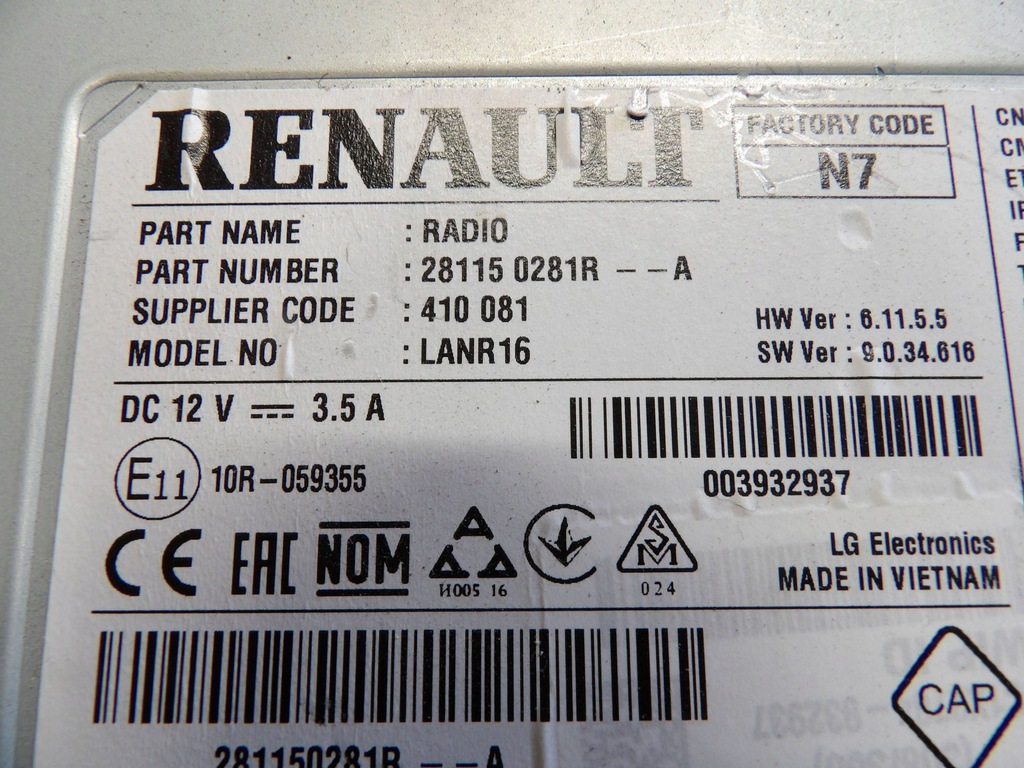 фото №2, Радіо 281150281r renault megane iv 4