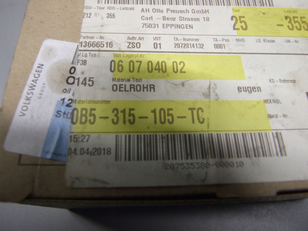 Нове оригінальні трубки коробки передач 0b5315105tc Зі Шроту