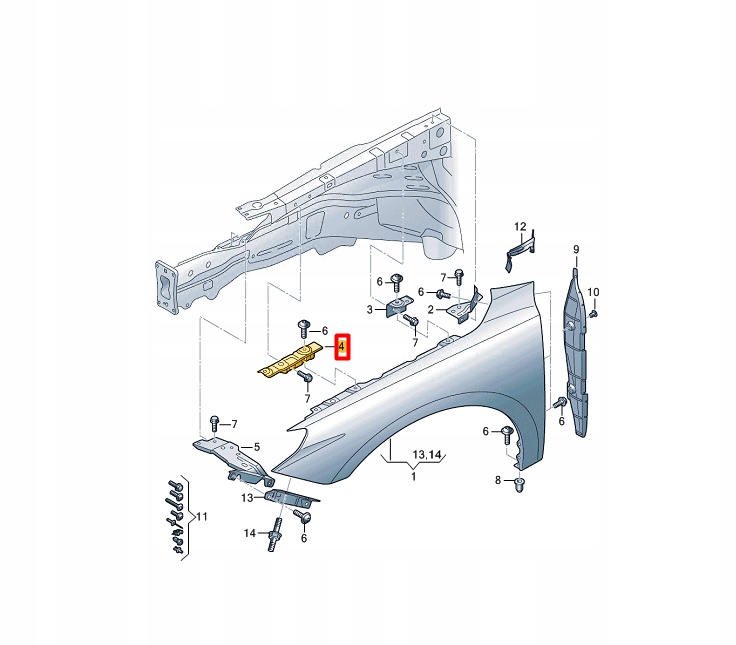 фото №8, Audi a1 sportback gba передняя часть правый fender держатель 82a821432