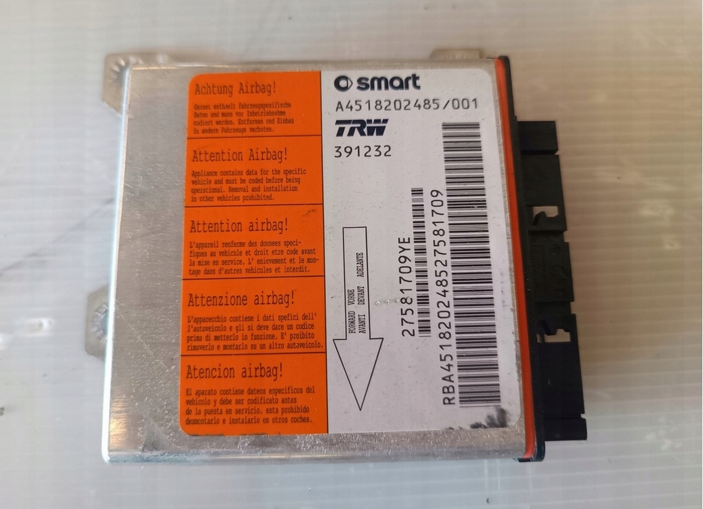 фото №1, Smart fortwo ii 451 модуль датчик подушек подушка безопасности