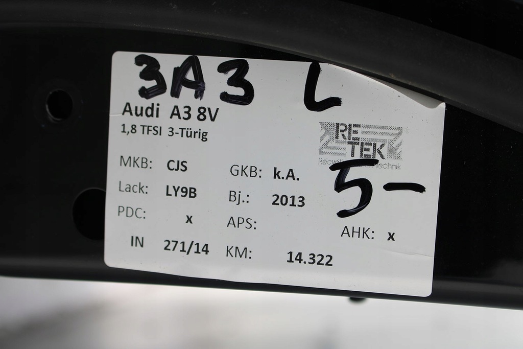 фото №8, Audi a3 дверь левая сторона левая 8v0 8v 8v3 2013- 3 дверная a2 ly9b чёрный 8