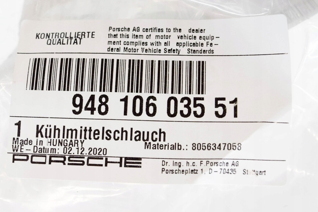 фото №6, Wąż водяной porsche cayenne 9pa 94810603551 4.5 s новый оригинальный