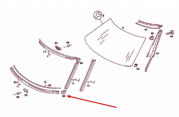 Mercedes-benz sl r107 молдинг нижня скло передньої права a1076712230 Київ