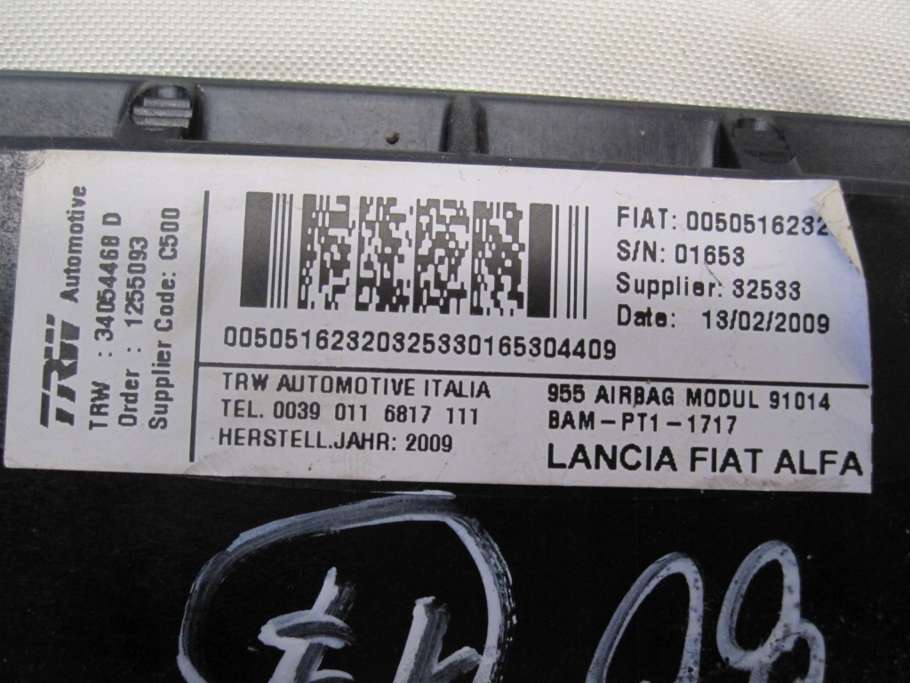 Купить Alfa romeo mito 12r подушка безопасности подушка пассажира 00505162320