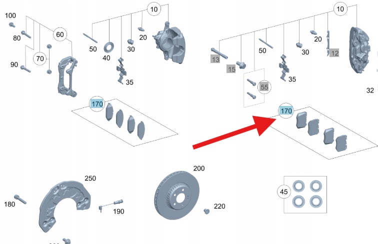 фото №1, Оригинальные тормозные колодки ham перед mercedes gle 167 a0004208403